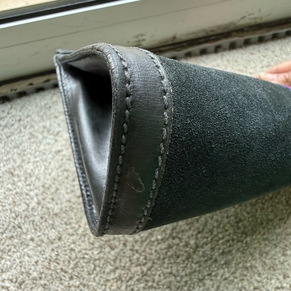 VINTAGE 80s GUCCI CLUTCH BLACK SUEDE HANDBAG PURSE - Picture 5 of 11